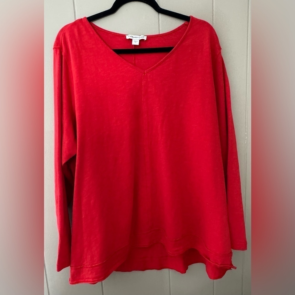 Coldwater Creek 100% Indian Cotton V Neck Blouse Womens 2X